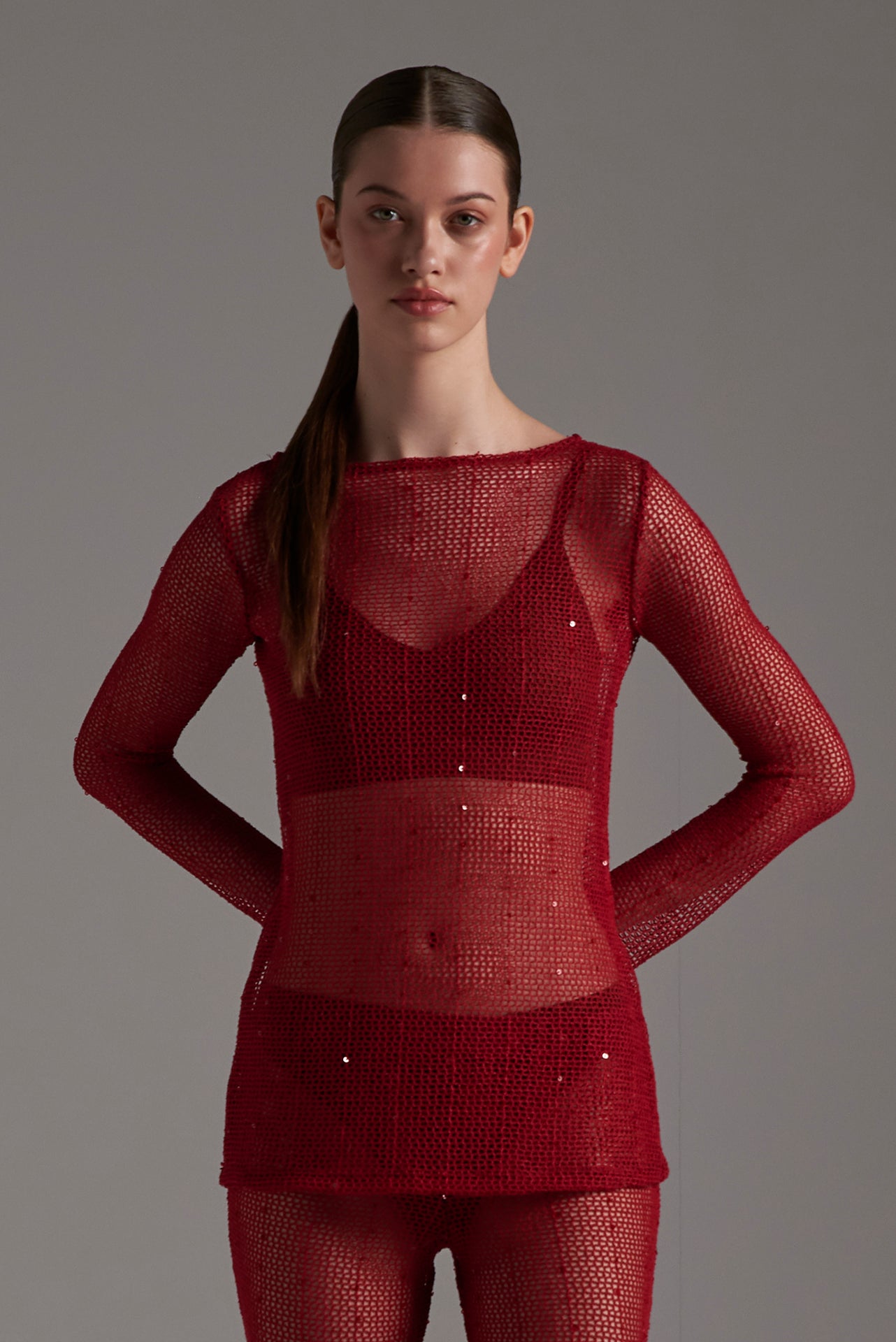 Sequined Net Trousers