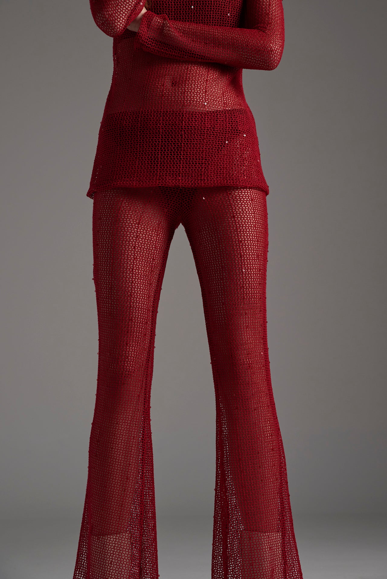 Sequined Net Trousers
