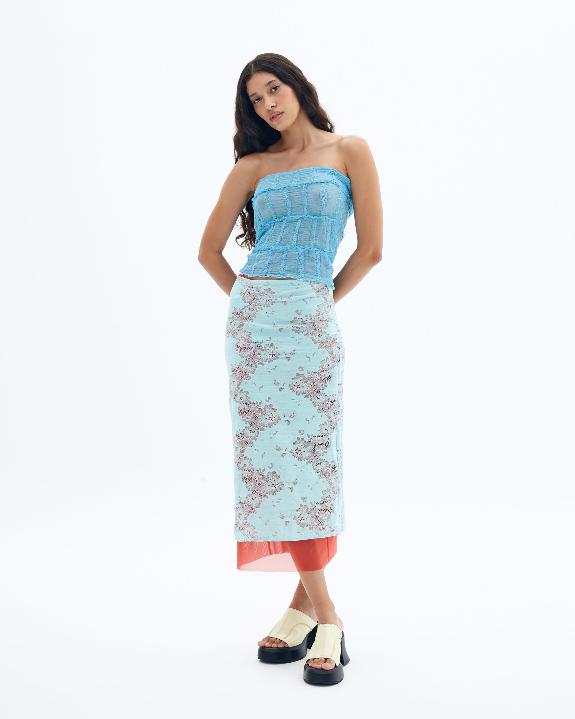Qingbai double layer skirt