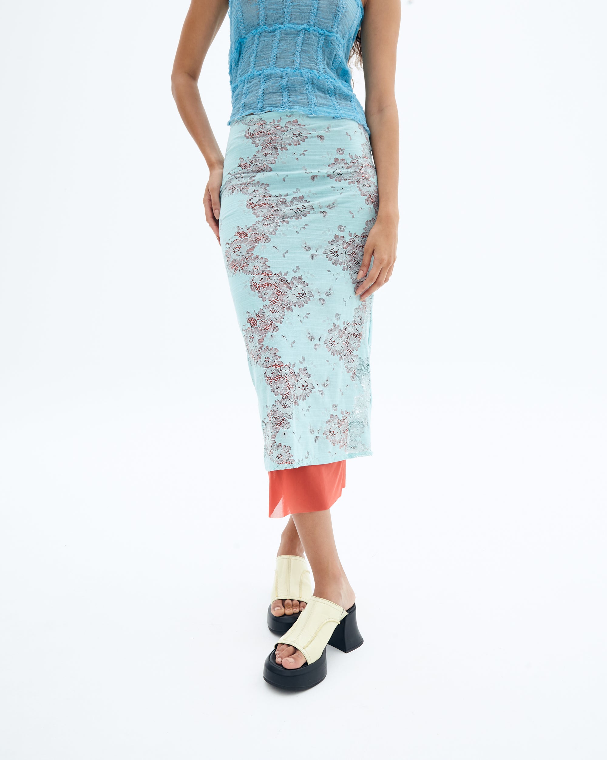 Qingbai double layer skirt