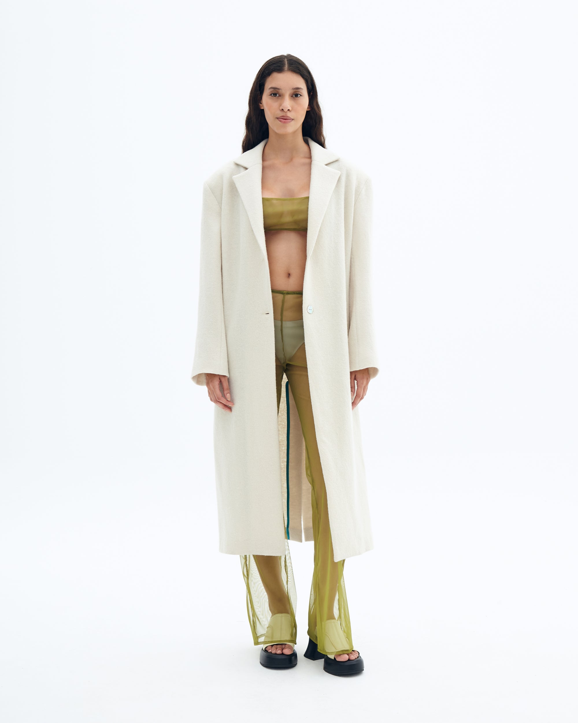 Celadon virgin wool coat