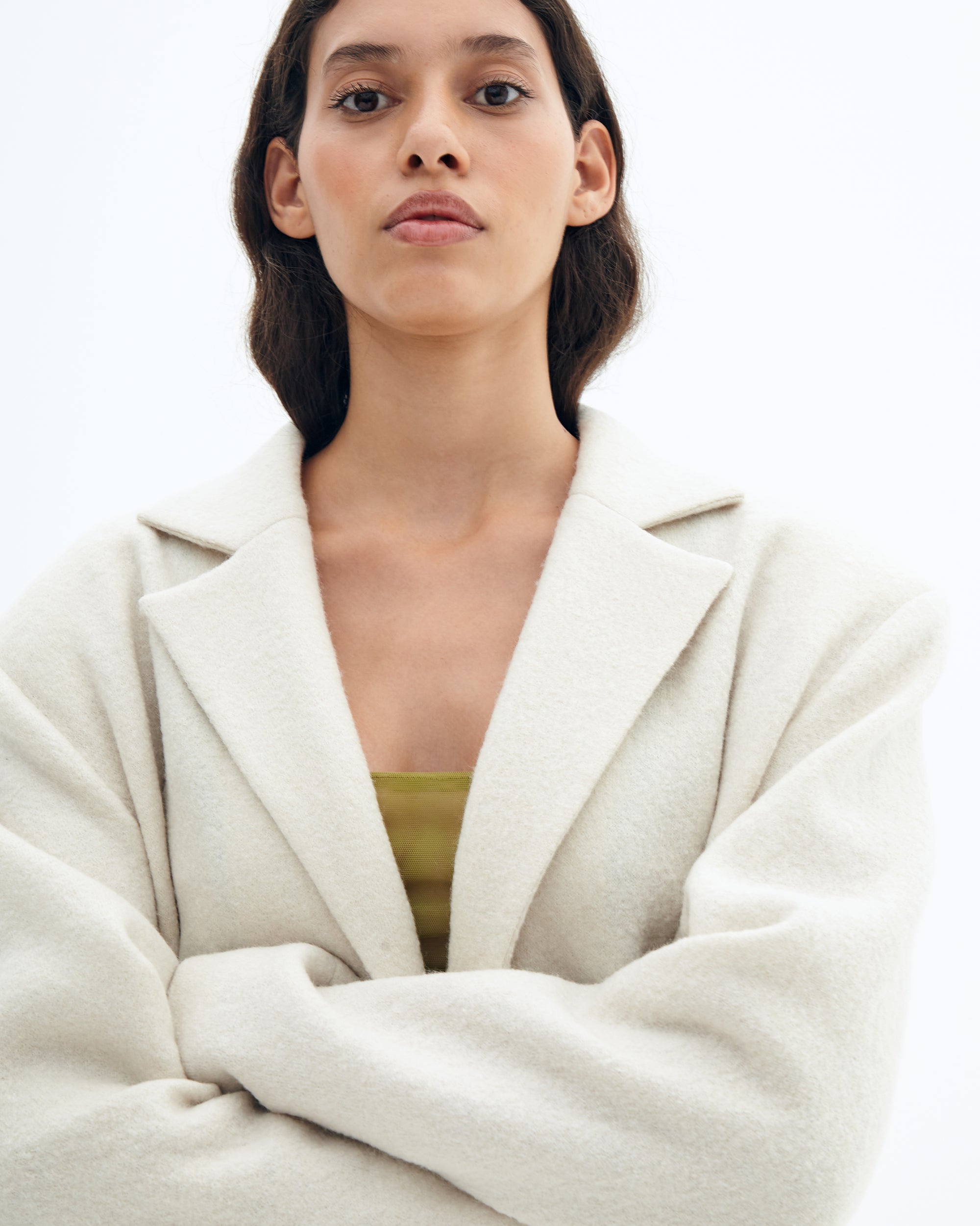 Celadon virgin wool coat