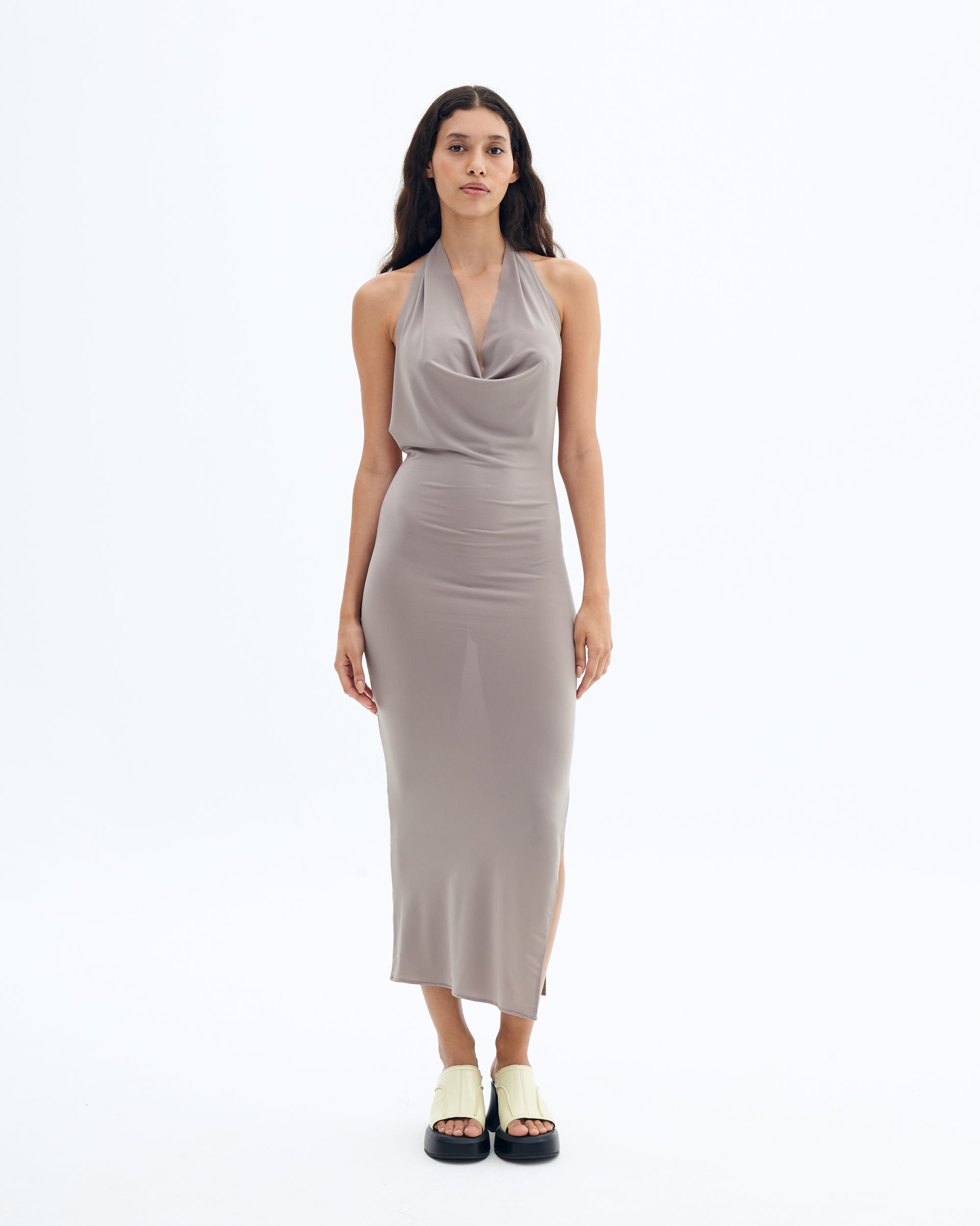 Wang neck tied dress