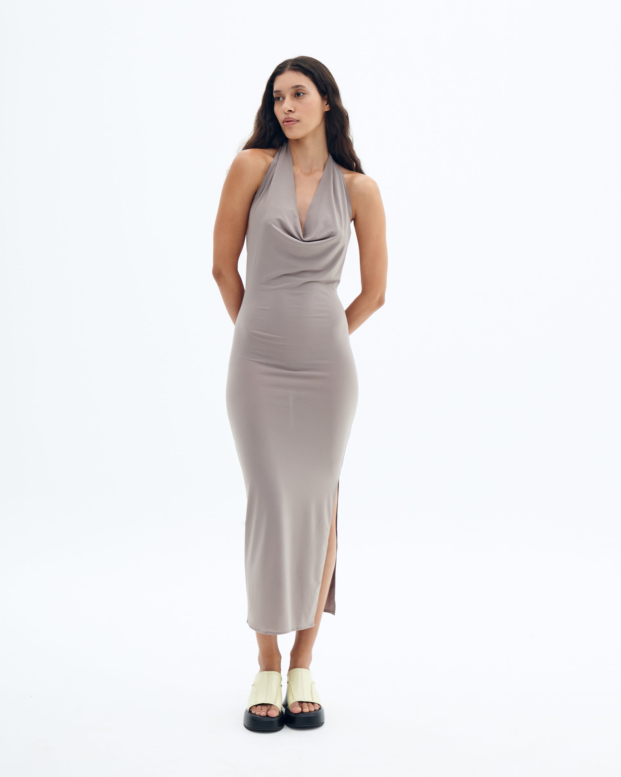 Wang neck tied dress