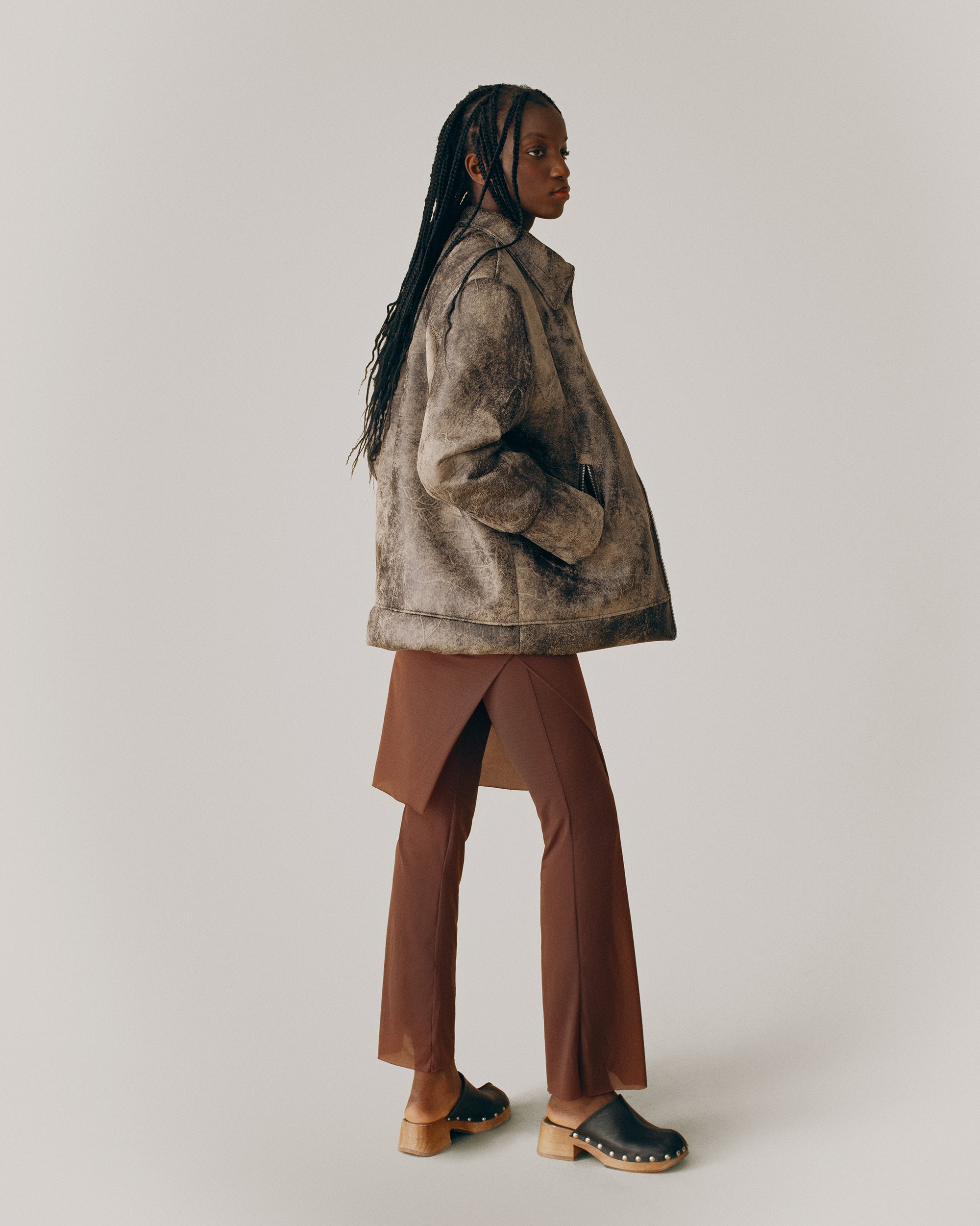 Distressed Vegan Leather Jacket