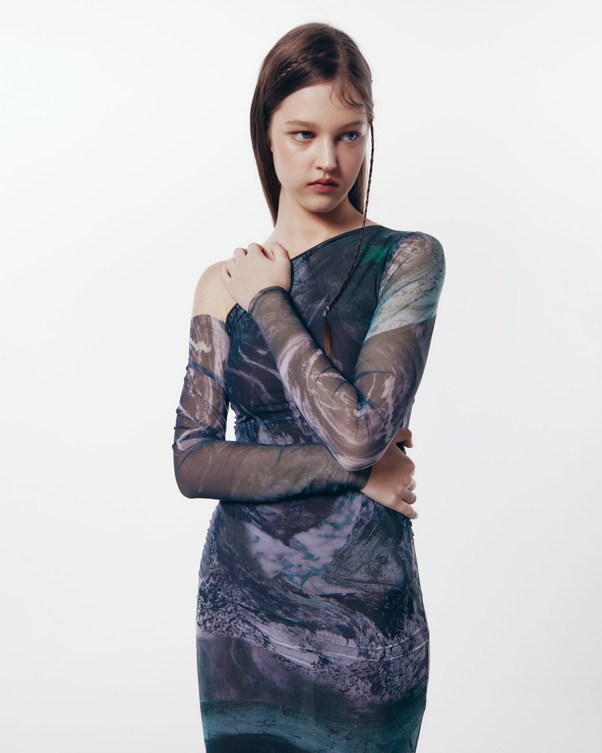 Akasha non see-through mesh dress (Print).