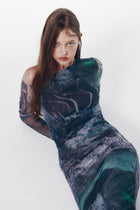 Akasha non see-through mesh dress (Print).